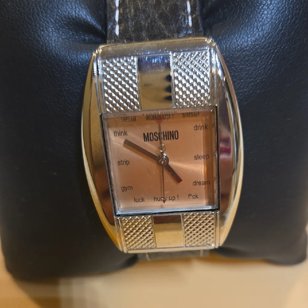 Moschino Black and Silver Wake Me Up watch